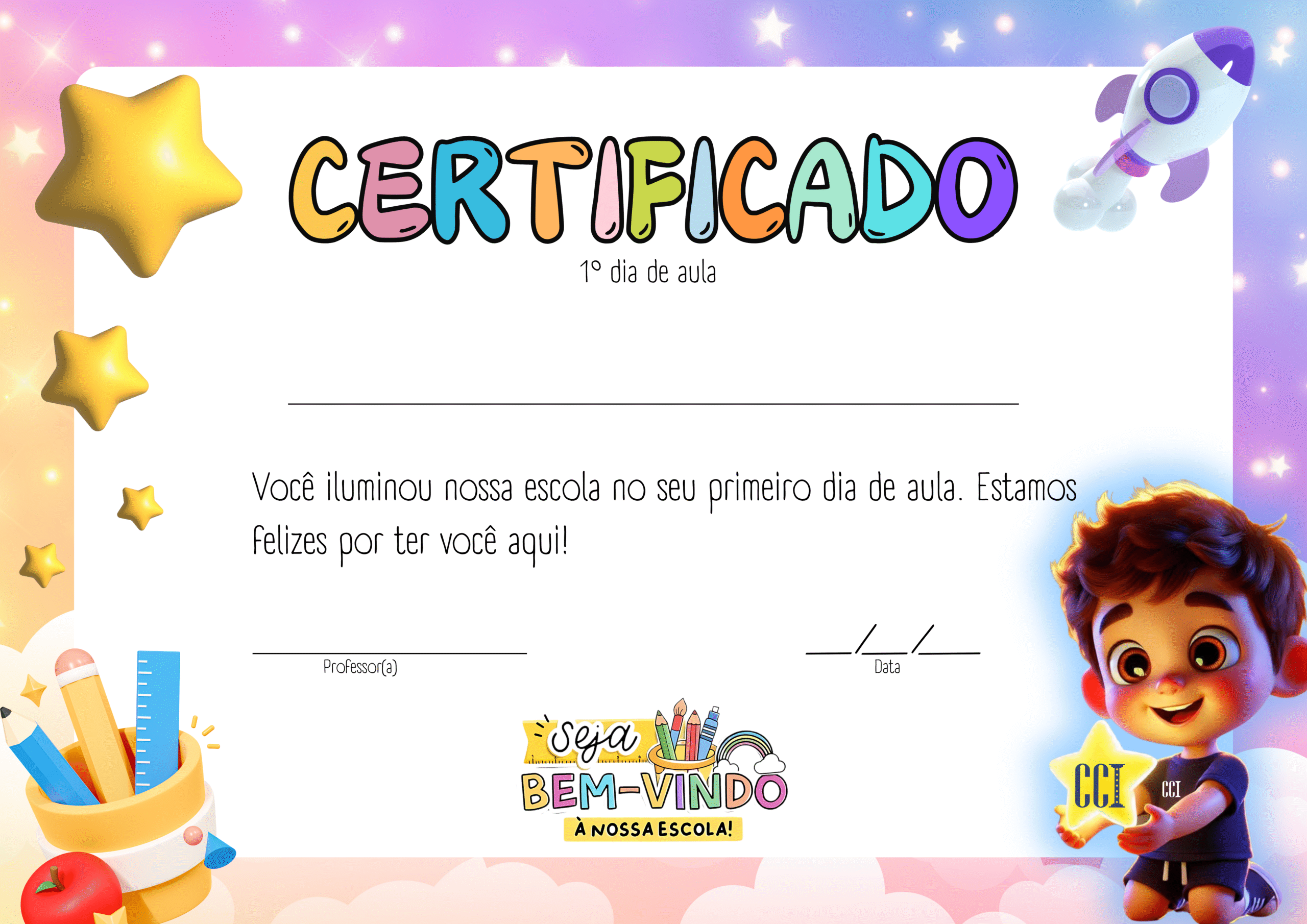 Certificado 1º dia de aula maternal – CCI